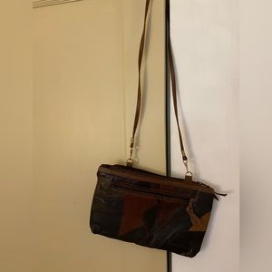Vintage multicolored brown purse - removable straps